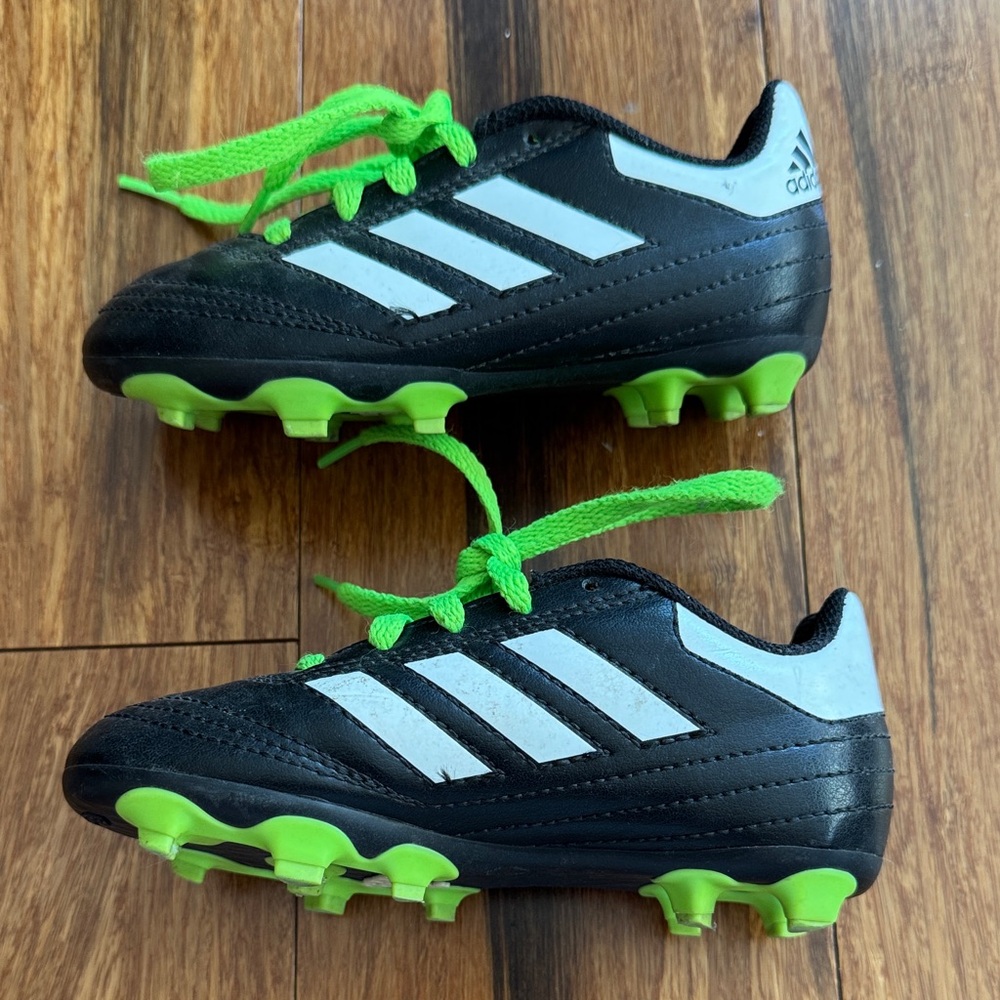 Adidas Kids Black with Green Accents Soccer Shoes - Picture 7 of 13